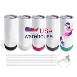 USA Warehouse Spaties Straight Smart Smart 20oz roestvrijstalen sublimatie draadloze luidspreker muziek Tumbler