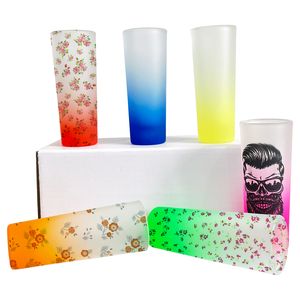 Entrepôt aux États-Unis sans BPA Style spécial populaire 2,5 oz Verre à shot multicolore givré dégradé Verre à boisson à base lourde à sublimation vierge adapté au vinyle