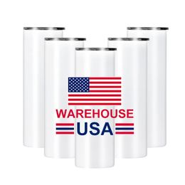USA Warehouse Can Stocked 304 acero inoxidable de acero inoxidable 20 oz Tumbles rectos de sublimación Doble en blanco de paredes delgadas tazas blancas tazas 118 4.23
