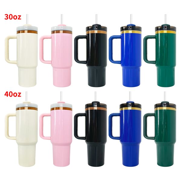 Colección de decoración del almacén de EE. UU. Vaso extintor H2.0 de 30 oz y 40 oz Taza de viaje con recubrimiento de polvo brillante chapado en oro y cobre para grabado láser 25 piezas / caja en stock