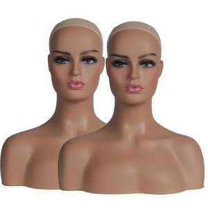 Almacén de EE. UU., envío gratis, 2 unids/lote, soporte de exhibición, cabeza con hombros, nueva cabeza de maniquí de maquillaje para exhibición
