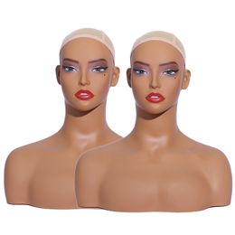 USA Entrepôt Livraison gratuite 2 PCS / LOT usine en ventes PVC femelle support de cheveux tête de mannequin nouvelle tête de mannequin de maquillage pour l'affichage