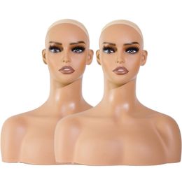 USA Entrepôt Livraison gratuite 2 PCS/LOT nouveau style perruque mannequin tête usine perruque stand avec épaules