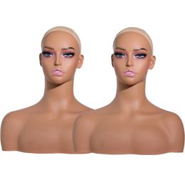 Têtes de mannequin de maquillage roses, supports avec épaules, pas facile à casser, 2 pièces/lot, entrepôt américain, livraison gratuite