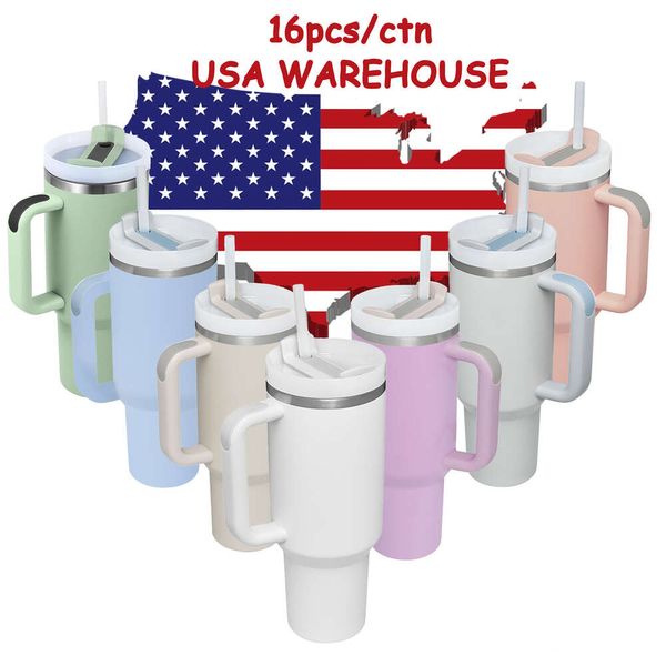 USA Warehouse H2.0 Quencher 40oz Sublimation Tumbler con tapa de acero inoxidable de tapa y acero inoxidable para bebidas calientes