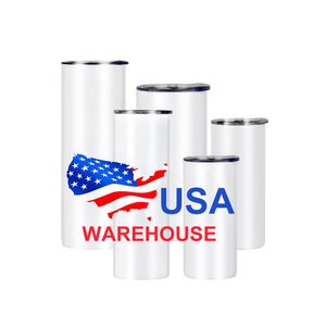 USA Warehouse Stocked Wholesale 20oz Straight Sublimation Tumbler 20OZ Blanks Cups met deksels en rietjes 915