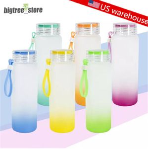 VS Warehouse Sublimation gradiënt rechte glazen fles 17oz 500 ml Drinking Glasse Diy Beer kan bierbeker sublimeren