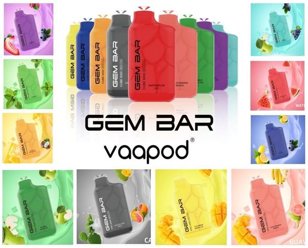 USA Warehouse Vape Vaapod Gem Bar 6000 Puffs Bar Desechable OEM Personalizar cigarrillo electrónico 15 ml E-líquido Bobina de malla 10 sabores en existencias Súper sabor de alta calidad 5% de nicotina