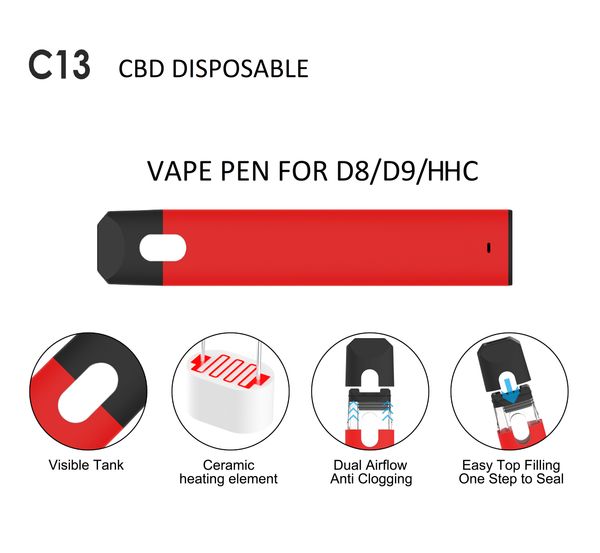 USA Wharehouse Authentic imini 1ml Vaporisation jetable Pentes à vaporisateur 1 ml Cigarettes rechargeables 270mAh d'épaisseur D8 D10 Kits de démarrage d'huile