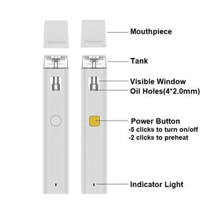 USA wharehouse vide dispositif de stylo vape jetable 1 ml 2 ml d8 d10 gousse de cire de cire de vaporisateur d'huile épais avec bobine en céramique vide 510 cartouche Visual Tank Pods atomizers préchauffage