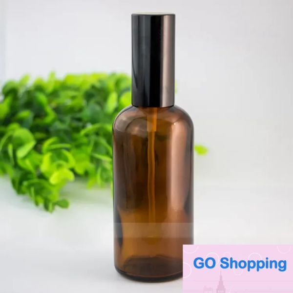 EE. UU. Venta al por mayor Botellas de perfume de vidrio ámbar 100 ml Atomizador vacío Botella de spray de maquillaje 100 ml Con tapa de oro negro plateado 280 piezas / cartón