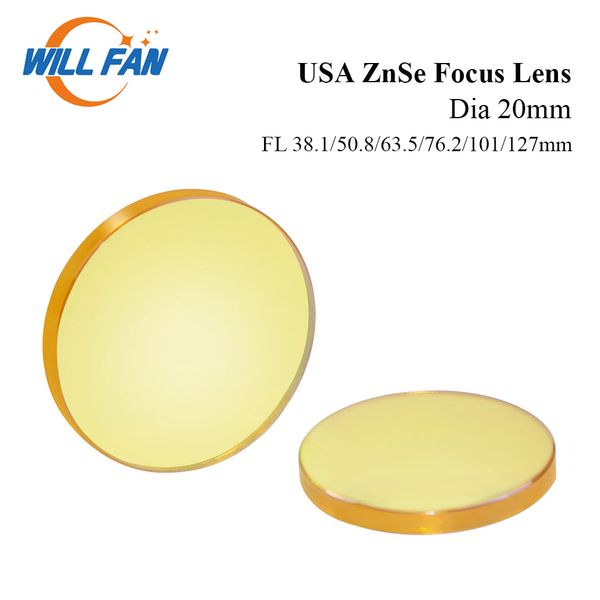 Will Fan Dia 20mm USA Znse Focus Lens FL 38.1mm 50.8mm 63.5mm 76.2mm 101mm pour Machine de gravure Laser Co2