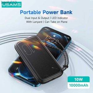 USAMS 10W Mini Power Bank 10000mAh Double USB Powerbank Avec Longe Portable Batterie Externe Pour iPhone Xiaomi Huawei Téléphone L230619
