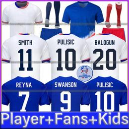 Usas Soccer Jerseys 2024 2025 Copa America Uswnt Woman Kids Kit USMNT 24/25 Home Shirts Football Men Player Version Pulisic Smith Morgan Balogun