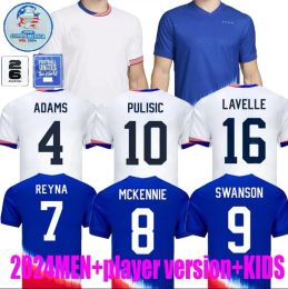 USAS voetbalshirts 2024 2025 Copa America Uswnt Woman Kids Kit USMNT 24/25 Home Away Football Shirts Men Player versie 2024 Pulisic Smith Morgan Balogun