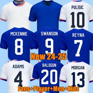 USAS Soccer Jerseys 2024 2025 Copa America USWNT Kit enfants USMNT 24/25 Maillots de football à domicile Hommes 2024 BALOGUN PULISIC SMITH MORGAN