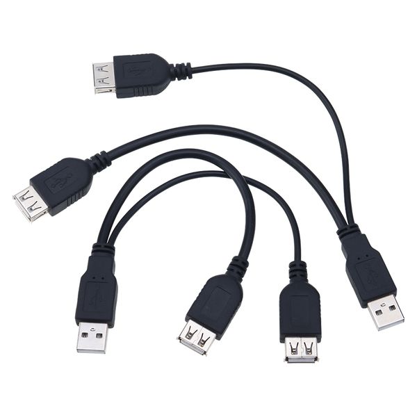 USB 2.0 A macho a 2 Fuente de alimentación dual Cable de extensión divisor hembra USB Cable de carga HUB para impresoras de discos duros