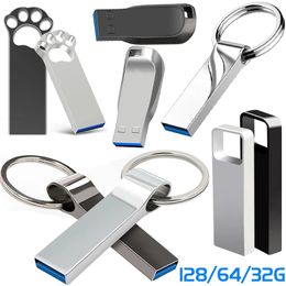 Clé USB 2.0 en métal, mini clé USB, 16 go, 32 go, 64 go, 128 go, clé USB, porte-clés