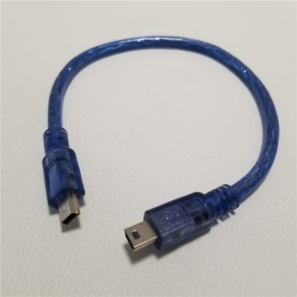 Câble de transfert d'extension de données USB 2.0 Mini B mâle vers mâle, bleu clair, 30cm