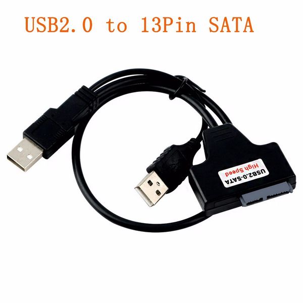 USB 2.0 à 7 + 6 13Pin 13P 7PIN + 6PIN Slimline SATA Ordinateur Portable CD/DVD Rom Lecteur Optique Câble Adaptateur Double USB