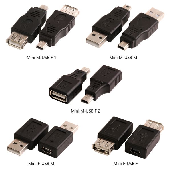 USB 2.0 tipo A macho hembra a mini USB 5 pines hembra adaptador convertidor de enchufe USB2.0 a mini conector