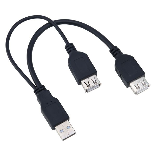 USB 2.0 Type A mâle à 2 Double double alimentation USB femelle répartiteur câble d'extension HUB cordon de Charge pour imprimantes à disques durs