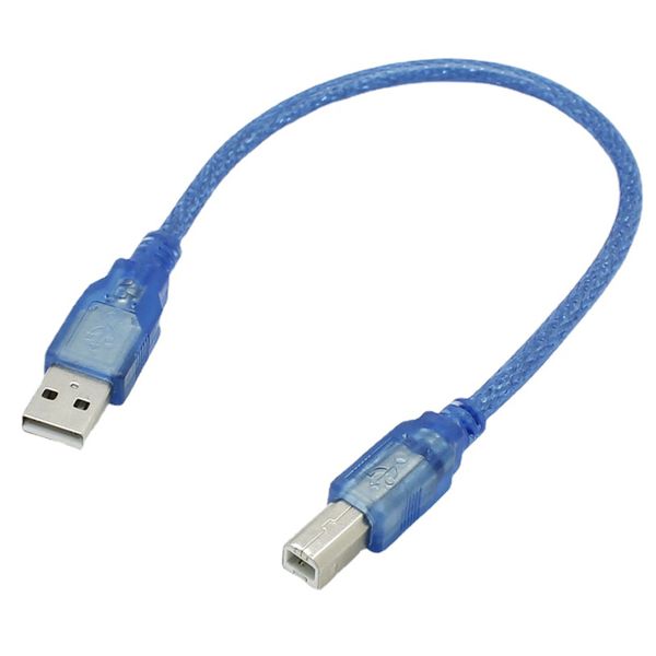 Câble USB 2.0 Type A Mâle vers B Mâle (AM vers BM) Adaptateur Convertisseur Court Câble de Données Cordon pour Imprimante Bleu 30cm