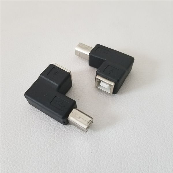 Convertidor adaptador de puerto de impresión USB 2,0 tipo B conector extensor de enchufe de ángulo recto de 90 grados macho a hembra para escáner de impresora negro