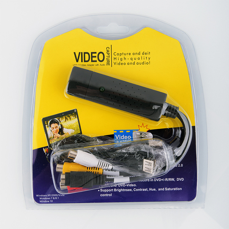 Karty DVR USB2.0 Konwerter VHS DVD Konwersja analogowego wideo na format cyfrowy Nagrywanie dźwięku Karta przechwytująca jakości Adapter PC