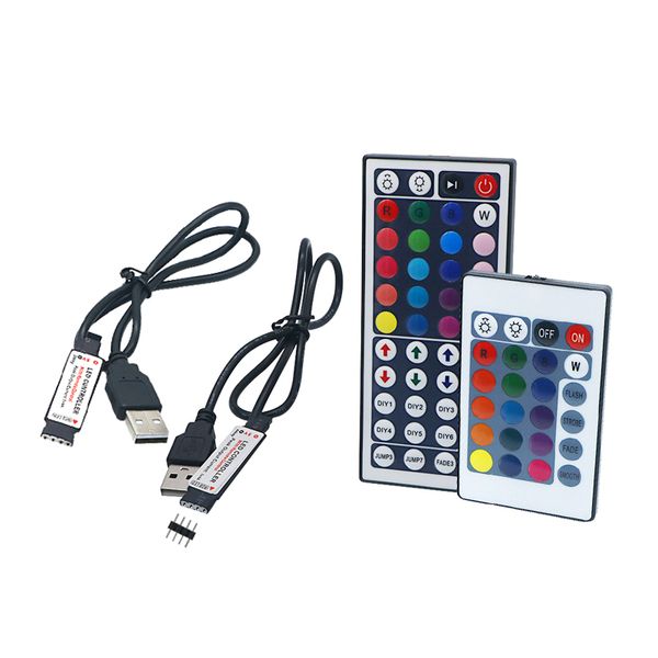 MINI télécommande IR USB 24 touches 44 touches, contrôleur LED RGB DC 5V avec Port USB pour bande LED 3528 5050