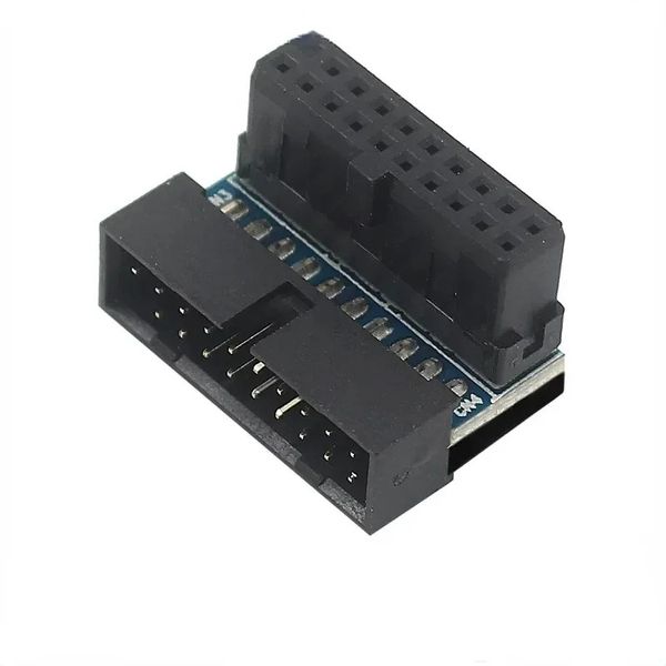 USB 3.0 19 Pin 20PIN Male a femenino Adaptador de extensión hacia abajo 90 grados para adaptadores de hardware de placa base