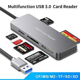 Lector de tarjetas USB 3,0 SD Micro SD TF CF MS XD Flash compacto adaptador de tarjeta de memoria inteligente para ordenador portátil lector de tarjetas CF multifunción