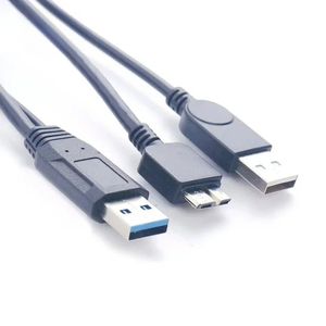 USB 3.0 Dual Power Y Vorm 2 X Type A tot Micro B Hoge snelheid tot 5 Gbps Data Transfer Cable voor externe harde drives hardware