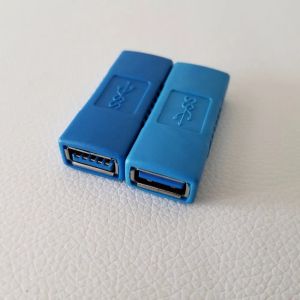 Adaptateur USB 3.0 femelle à femelle, double femelle, Type droit, prise Jack, convertisseur bleu