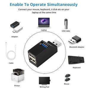 USB 3.0 Hub Adapter Extender Mini Splitter Box 3 Ports pour PC ordinateur