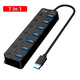 USB 3.0 Hub Multi USB Splitter 4 7 Poortuitbreiding Multiple Expander USB met Switch Power Adapter voor PC Notebook -laptop