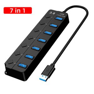 USB 3.0 Hub Multi USB Splitter 4 7 Port Expander Multiple Expander USB con interruptor Adaptador de corriente para PC Notebook Laptop