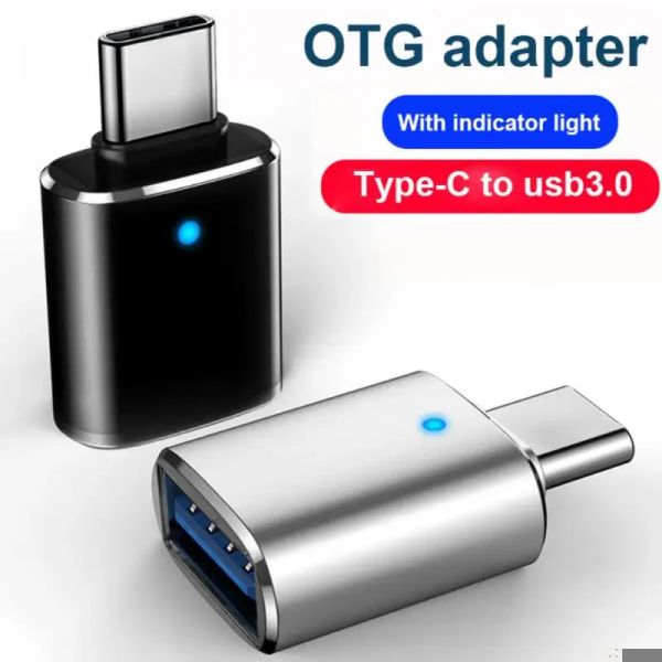 Adaptador USB 3.0 OTG USB-C a USB A Converter adecuado para MacBook Samsung Xiaomi Huawei LED USBC OTG Conector