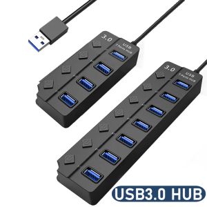 Adaptador de alimentación USB 3.0 4/7 Puerto Multi Splitter USB Hub USB CUBLO USB 2.0 USB Switch múltiple expansor de 30 cm Estaciones de acoplamiento de cable de 30 cm