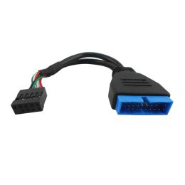 Câble adaptateur avant USB 3.0 vers USB 2.0, 9 broches femelle vers 20 broches mâle, pour châssis PC, noir, 16cm