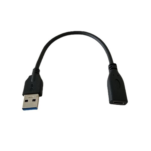 Câble d'extension de charge de transfert de données USB 3.0 Type A vers USB 3.1 Type C mâle vers femelle pour ordinateur/téléphone Noir 15 cm