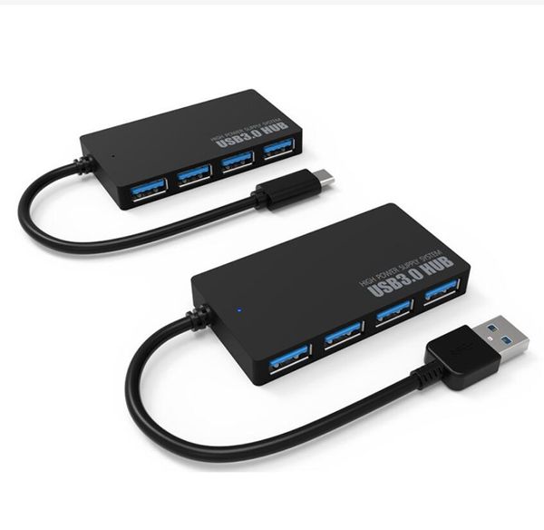Adaptateurs USB 3.0 type-c pour ordinateur portable, Hub haute vitesse, adaptateur externe à 4 Ports, séparateur, extenseur USB 2.0, accessoires informatiques