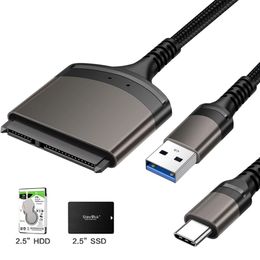 Conectores de Cable USB 3,0 tipo C a SATA de hasta 6 Gbps para disco duro externo HDD SSD de 2,5 pulgadas SATA 7 + Cables SATA de 15/22 pines 23CM