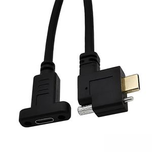 USB 3.1 elleboog type-C datakabel verguld 16 core 5a man-vrouw met oorschroef vaste verlengkabel