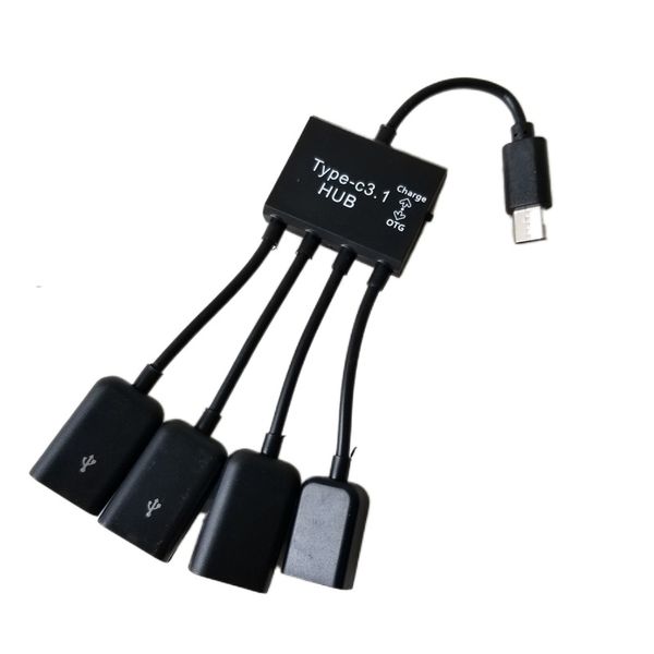 USB 3.1 Type C mâle vers 3 ports USB A femelle répartiteur de concentrateur câble de données OTG + Micro B femelle plus prise d'alimentation