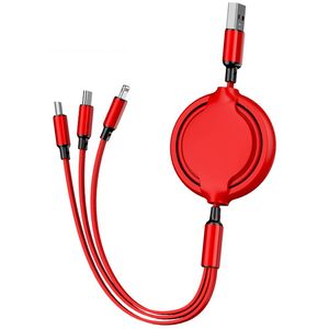 Cable elástico retráctil USB 3 en 1, cables de carga de almacenamiento conveniente, línea de datos para Android tipo C, cables móviles de datos