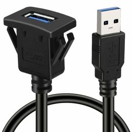 USB 30 paneel spoelbevelbevestiging kabel met gesp voor autolruckboot motorfiets dashboard - 1 meter lengte spoelbevestiging verlenging voor