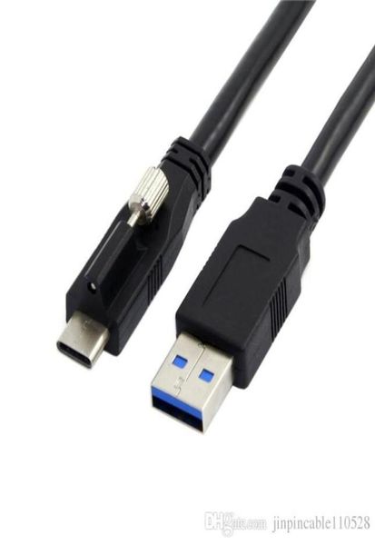 Connecteur de verrouillage masculin USB 31 TYPEC à un câble de données mâle USB30 standard 12 m 4 pieds avec vis à montage à panneau 1492595