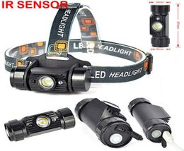 USB 3W Infrarood sensor LED Mini Headlamp RJ020 Inductie Hunting Oplaadbare koplamp Waterdichte visserskop Torch Gebruik 18650 B4798477