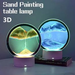 USB 5V 7 colores Lámpara de mesa de pintura de arena 3D RGB Avanzada y LED Night Light Bedside Decor Filtro Regalo Gabla de regalo 240523